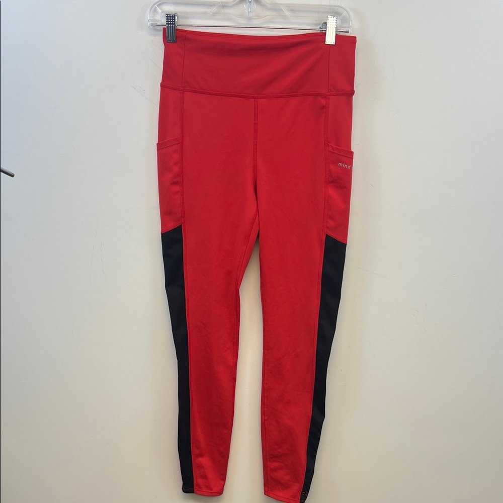 Mind Body Love Women's Red Athletic Biker Running Exercise Workout Leggings S